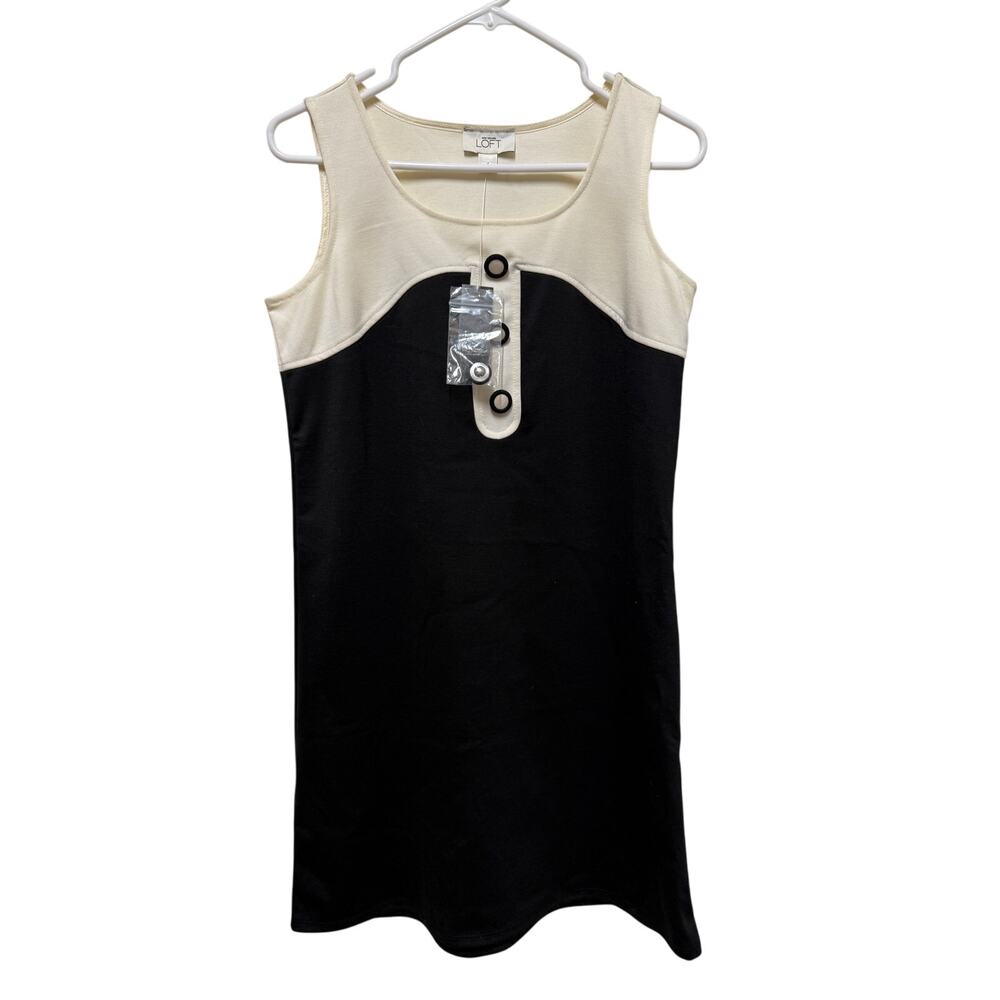 NWT Ann Taylor Loft Black cream  Dress Work Wear Vacation Size 4